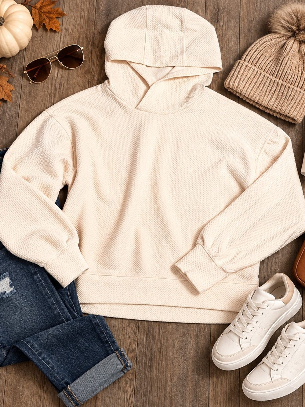 all in motion Cream Hooded Pullover